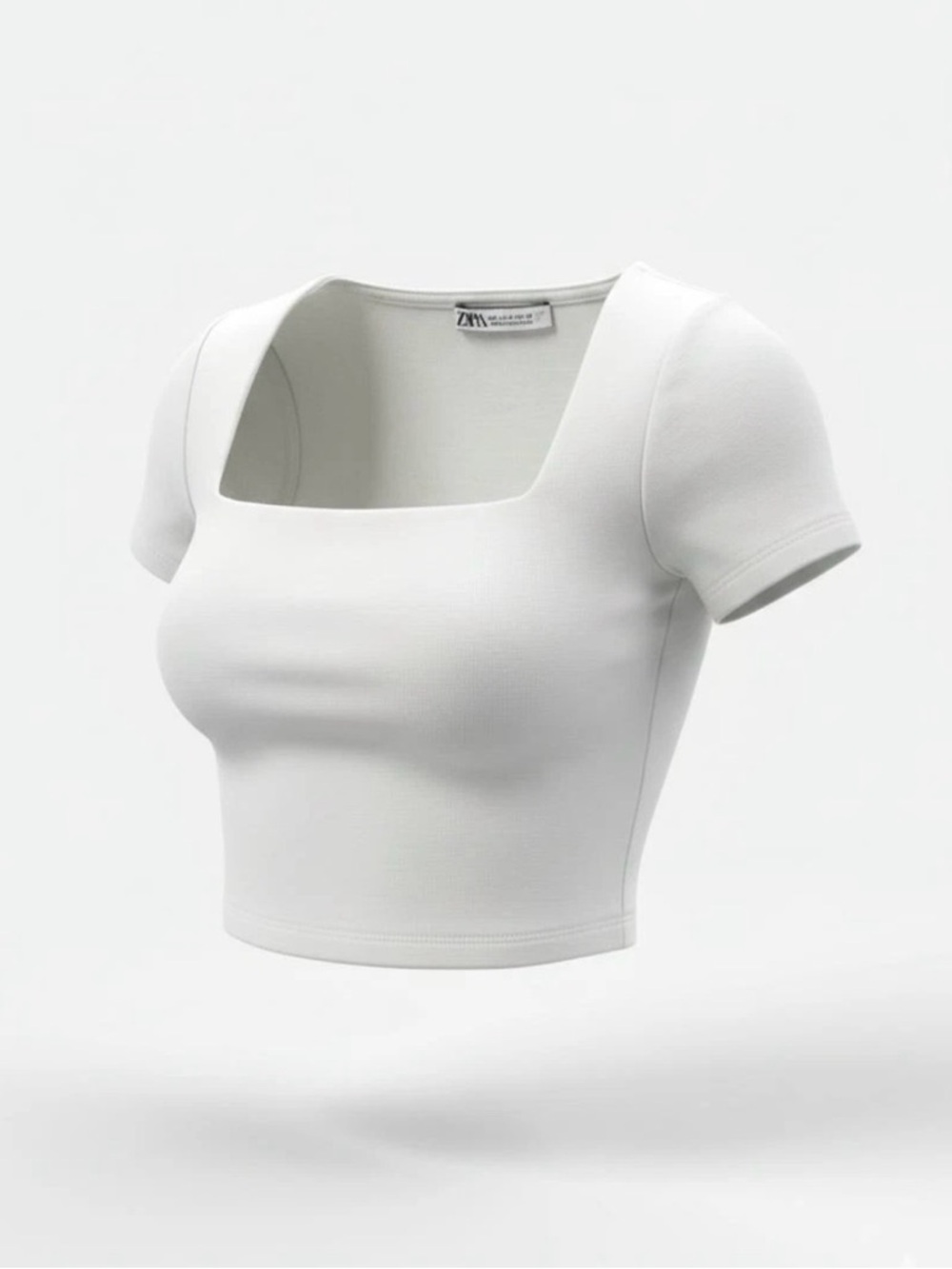 Zara White Square Neck Crop Top